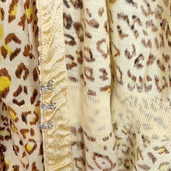 Soft Surroundings Women Hooded Cardigan Sweater Top Yellow Animal Print XL - Picture 4 of 5